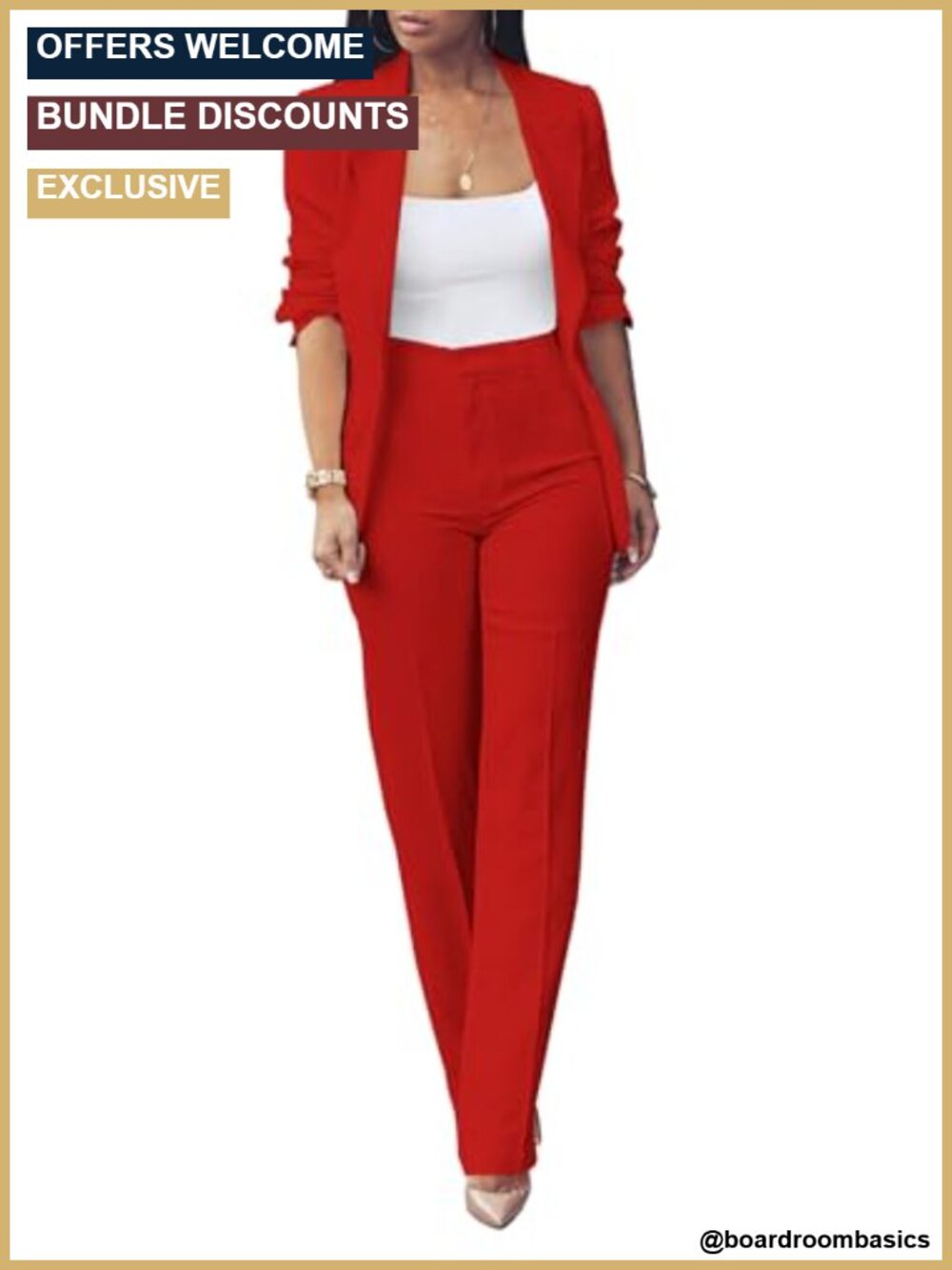 Women's 2 Piece Blazer Pantsuit Dressy Business Suit Set, Long Sleeve, Polyester